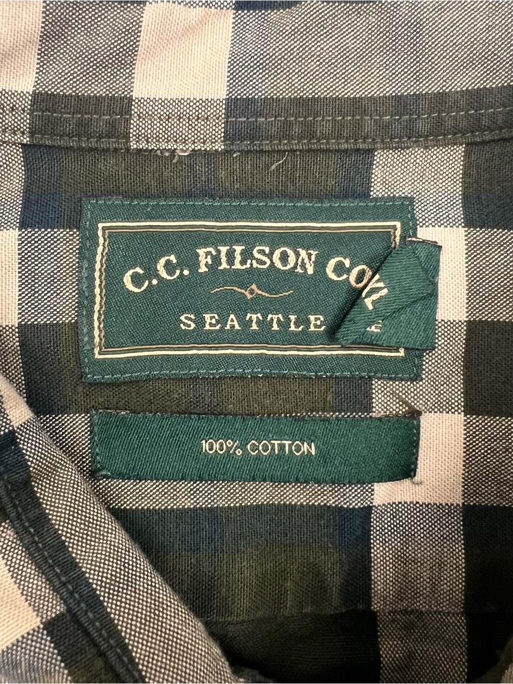 CC Filson Mens Long Sleeve Button Up Shirt Check Brown White Size XL Cotton - Picture 6 of 12